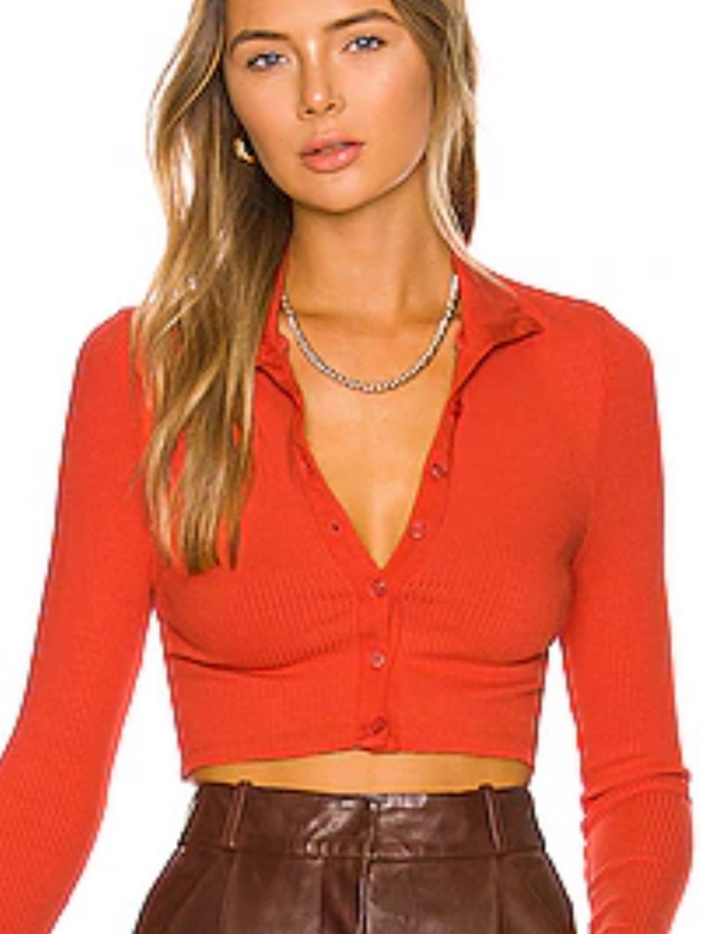 THE RANGE / Revolve Orange Collared Button Down Top